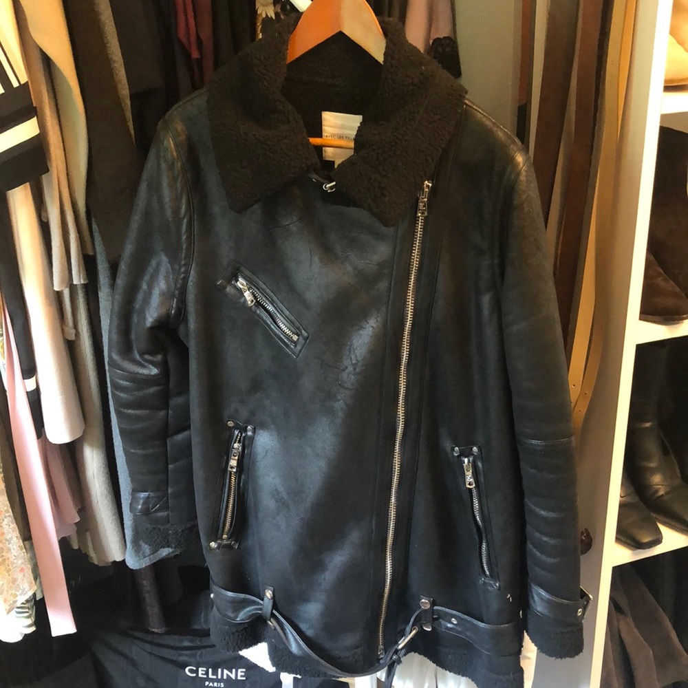 Avec Les Filles black faux leather moto-style jacket